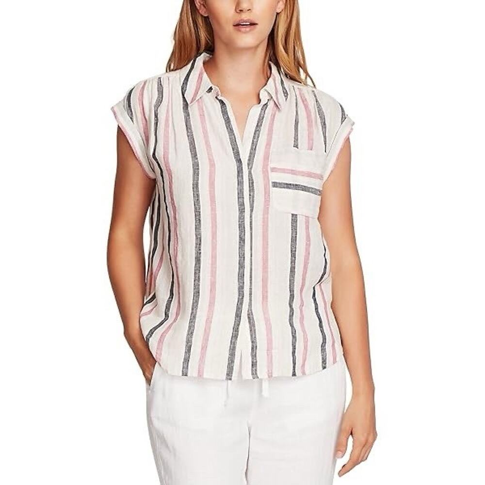 VINCE CAMUTO Womens Sleeveless Button Shirt Size XS %100 Linen